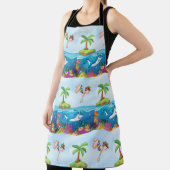 ガールダイビングイン海フレンドリーシャークコーラルリーフ エプロン (インサイチュ)