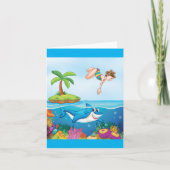 ガールダイビングイン海フレンドリーシャークコーラルリーフ カード (正面)