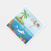 ガールダイビングイン海フレンドリーシャークコーラルリーフ スタンダードランチョンナプキン (角)