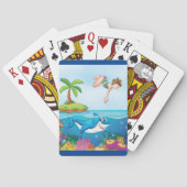 ガールダイビングイン海フレンドリーシャークコーラルリーフ トランプ (裏面)