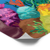 ガールダイビングイン海フレンドリーシャークコーラルリーフ ポスター (角)