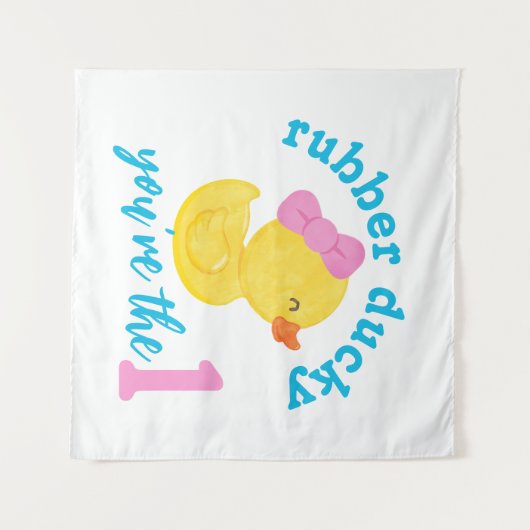 ガールダッキー(アヒルちゃん)あなたはワンファースト誕生日背景 タペストリー (正面(横))