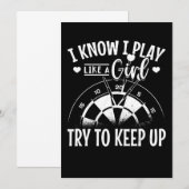 ガールダーツレトロダーツボードウィメンズダーツプレーヤー 招待状 (正面/裏面)