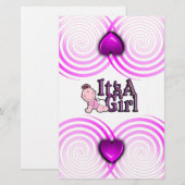 ガールチェック文字付き/ベビーキャンディバーラッパ 便箋 (正面/裏面)