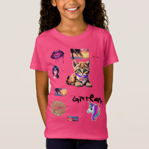 ガールチームkitten unicorn sunsetデザイン tシャツ