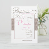 ガールツインズダマスク洗礼招待状 招待状 (スタンド正面)