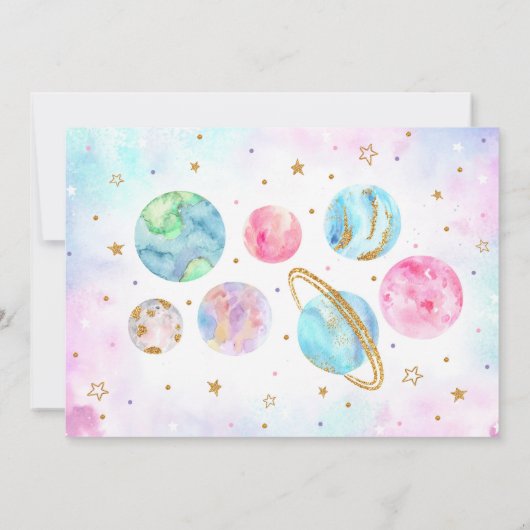 ガールツーザムーン宇宙誕生日写真 招待状 (裏面)