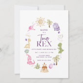 ガールツーレックス恐竜2nd誕生日招待状 招待状 (正面)