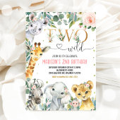 ガールツーワイルドセカンド金ゴールドジャングルアニマルズ誕生日 招待状