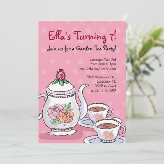 ガールティーパーティー主題誕生日招待状 招待状 (スタンド正面)