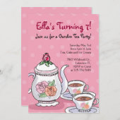 ガールティーパーティー主題誕生日招待状 招待状 (正面/裏面)