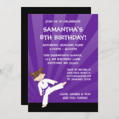 ガールテコンドー空手パープルベルト誕生日 招待状 (正面/裏面)