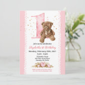 ガールテディベアウォーターカラーフローラ1st 招待状 (スタンド正面)