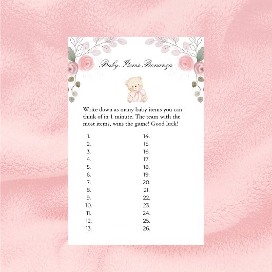 ガールテディベアベビーアイテム赤ちゃんシャワーゲーム