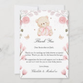 ガールテディベアベビーシャワーサンキューカード サンキューカード (正面)