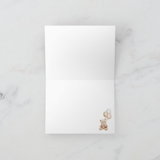 ガールテディベアベビーシャワーサンキューカード サンキューカード (内部)