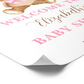 ガールテディベアボホピンクフローラパンパスウェルカム ポスター (角)