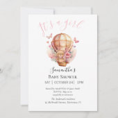 ガールテディベアリーウェイホットエアバルーンピンク 案内状 (正面)