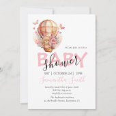 ガールテディベアリーウェイホットエアバルーンピンク 案内状 (正面)