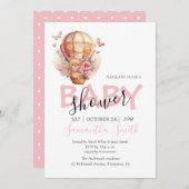 ガールテディベアリーウェイホットエアバルーンピンク 案内状 (正面/裏面)