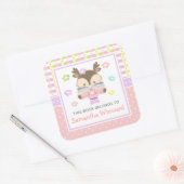 ガールディアピンク&パープルキッズ蔵書票 スクエアシール (封筒)