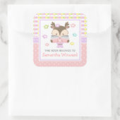 ガールディアピンク&パープルキッズ蔵書票 スクエアシール (バッグ)