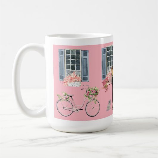 ガールデザイナーバッグ財布犬アートプリント コーヒーマグカップ (左)