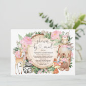 ガールトライバルウッドランド動物ベビーシャワー(郵便) 招待状 (スタンド正面)