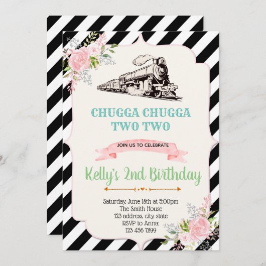 ガールトレインの誕生日パーティーの招待状 招待状 (正面/裏面)