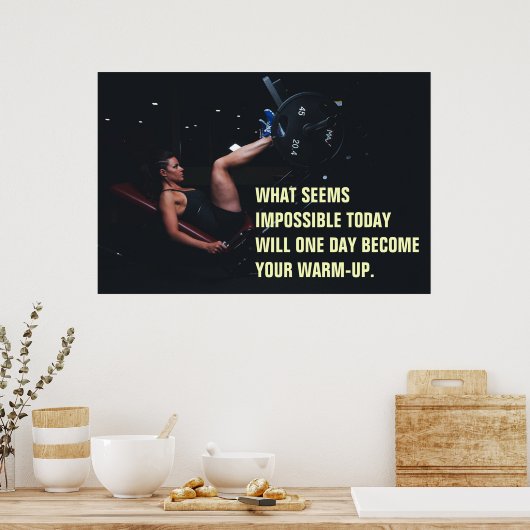 ガールトレーニングやる気を起こさせるジム引用文 ポスター (キッチン)