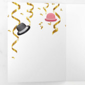 ガールドッグシャンパンおめでとう婚約 三つ折りクリスマスカード (内部最初)