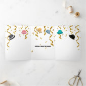 ガールドッグシャンパンおめでとう婚約 三つ折りクリスマスカード (内部)