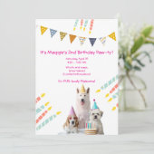 ガールドッグ誕生日ピンクパーティの招待状 招待状 (スタンド正面)
