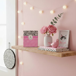 ガールドットと動物プリントモノグラム フォトプラーク