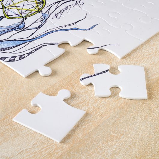 ガールドリームヘアカラフルシュレアルファンタジーアート ジグソーパズル (側面)