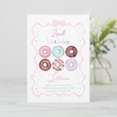 ガールドーナツアンドピンクボウ誕生日パーティー 招待状 (スタンド正面)