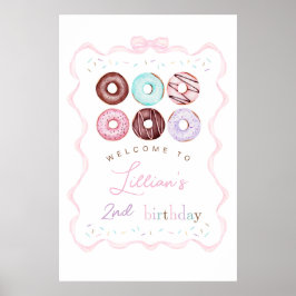 ガールドーナツバースデーパーティーウェルカムサイン ポスター