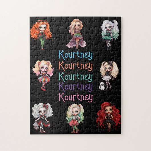 ガールドール不気味ハロウィーンテーマ(名前) ジグソーパズル (縦)