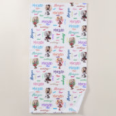 ガールドール不気味ハロウィーンテーマ（名前） ビーチタオル (正面)