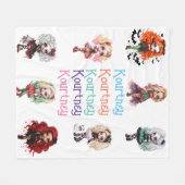 ガールドール不気味ハロウィーンテーマ(名前) フリースブランケット (正面(横))