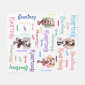 ガールドール不気味ハロウィーンテーマ(名前) フリースブランケット (正面(横))