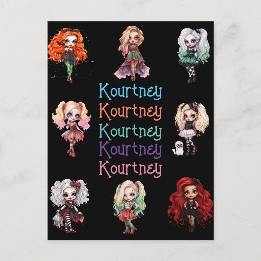 ガールドール不気味ハロウィーンテーマ（名前） ポストカード (正面)