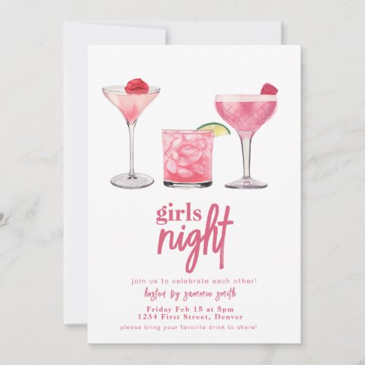 ガールナイトディナー招待状テンプレート 招待状 (正面)
