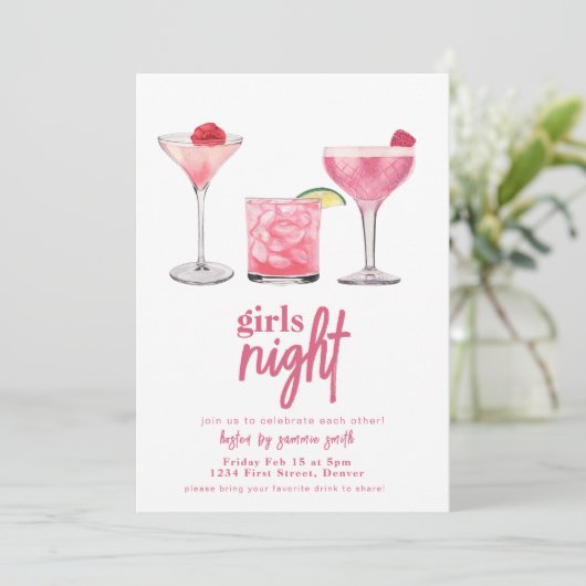 ガールナイトディナー招待状テンプレート 招待状 (スタンド正面)