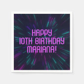 ガールネオンパープルピンクグローパーティー スタンダードカクテルナプキン (正面)