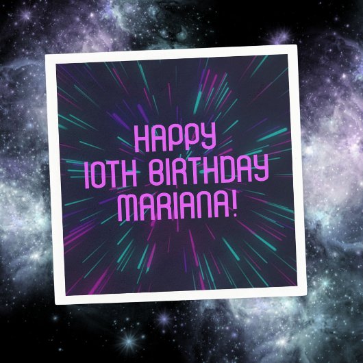 ガールネオンパープルピンクグローパーティー スタンダードカクテルナプキン