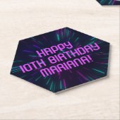 ガールネオンパープルピンクグローパーティー ペーパーコースター (アングル)