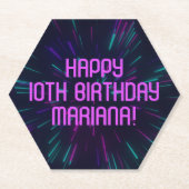 ガールネオンパープルピンクグローパーティー ペーパーコースター (正面)