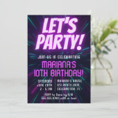 ガールネオンパープルピンクバースデーパーティー 招待状 (スタンド正面)