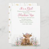 ガールハイランド牛の赤ちゃんシャワーの招待状 招待状 (正面/裏面)